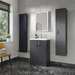 Apollo2 605mm Gloss Grey Floor Standing Vanity Unit -Freestanding Vanity Units Shop AP2GFS6 d4 460