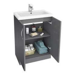 Apollo2 605mm Gloss Grey Floor Standing Vanity Unit -Freestanding Vanity Units Shop AP2GFS6 nd1 460
