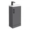 Apollo2 405mm Gloss Grey Compact Floor Standing Vanity Unit w. Matt Black Handle