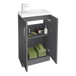 Apollo2 505mm Gloss Grey Compact Floor Standing Vanity Unit 5 Apollo2 505mm Gloss Grey Compact Floor Standing Vanity Unit -Freestanding Vanity Units Shop APC2GFS5 d1 460