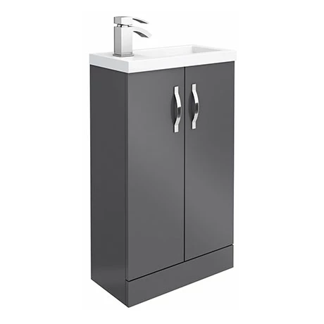 Apollo2 505mm Gloss Grey Compact Floor Standing Vanity Unit 1 Apollo2 505mm Gloss Grey Compact Floor Standing Vanity Unit