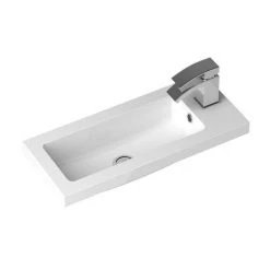 Apollo2 605mm Gloss Grey Open Shelf Compact Floor Standing Vanity Unit w. Matt Black Handle -Freestanding Vanity Units Shop APC2GFS6SMB d1 460