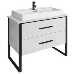 Arezzo Countertop Basin Unit - Gloss White with Black Frame - 1000mm inc. Basin