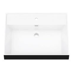 Arezzo Countertop Basin Unit - Concrete-Effect with Black Frame - 800mm inc. Gloss Black Basin -Freestanding Vanity Units Shop AZ8CB2DBLK d2 460