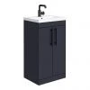 Arezzo Floor Standing Vanity Unit - Matt Blue - 500mm with Industrial Style Black Handles