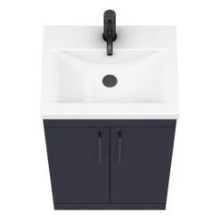 Arezzo 500 Matt Blue Floor Standing Vanity Unit with Matt Black Handles -Freestanding Vanity Units Shop AZB5FSVBK D5 460