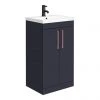 Arezzo 500 Matt Blue Floor Standing Vanity Unit with Rose Gold Handles