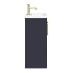 Arezzo Floor Standing Vanity Unit - Matt Blue - 600mm with Industrial Style Brushed Brass Handles -Freestanding Vanity Units Shop AZB6FSVBBIS D5 460