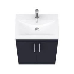 Arezzo Floor Standing Vanity Unit - Matt Blue - 600mm with Industrial Style Chrome Handles -Freestanding Vanity Units Shop AZB6FSVCHIS n d5 460
