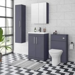 Arezzo 600 Matt Blue Floor Standing Vanity Unit with Chromes Handles -Freestanding Vanity Units Shop AZB6FSVCH d4 460