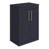 Arezzo Floor Standing Countertop Vanity Unit - Matt Blue - 600mm with Brushed Brass Handles