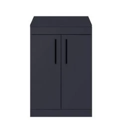 Arezzo Floor Standing Countertop Vanity Unit - Matt Blue - 600mm with Matt Black Handles -Freestanding Vanity Units Shop AZB6FSWBK nd1 460