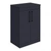 Arezzo Floor Standing Countertop Vanity Unit - Matt Blue - 600mm with Matt Black Handles