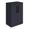 Arezzo Floor Standing Countertop Vanity Unit - Matt Blue - 600mm with Industrial Style Matt Black Handles