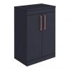 Arezzo Floor Standing Countertop Vanity Unit - Matt Blue - 600mm with Rose Gold Handles