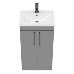 Arezzo 500 Matt Grey Floor Standing Vanity Unit with Matt Black Handles 11 Arezzo 500 Matt Grey Floor Standing Vanity Unit with Matt Black Handles -Freestanding Vanity Units Shop AZG5FSVBK D5 460
