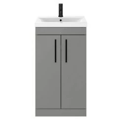 Arezzo 500 Matt Grey Floor Standing Vanity Unit with Matt Black Handles 9 Arezzo 500 Matt Grey Floor Standing Vanity Unit with Matt Black Handles -Freestanding Vanity Units Shop AZG5FSVBK detail1 460
