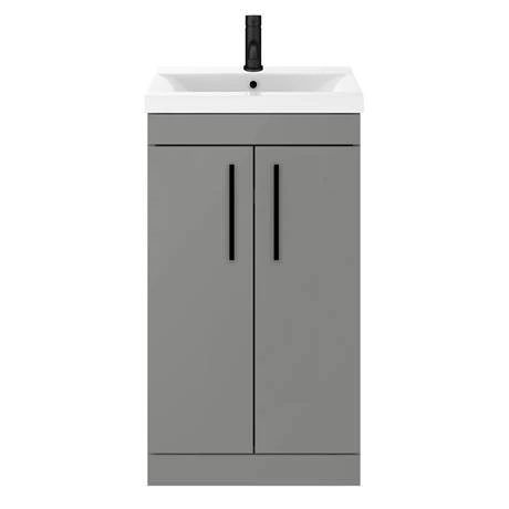 Arezzo 500 Matt Grey Floor Standing Vanity Unit with Matt Black Handles 4 Arezzo 500 Matt Grey Floor Standing Vanity Unit with Matt Black Handles - Image 4