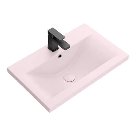 Arezzo 600 Matt Grey Floor Standing Vanity Unit with Matt Pink Basin + Black Handles 2 Arezzo 600 Matt Grey Floor Standing Vanity Unit with Matt Pink Basin + Black Handles - Image 2