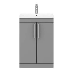 Arezzo Floor Standing Vanity Unit - Matt Grey - 600mm with Industrial Style Chrome Handles 10 Arezzo Floor Standing Vanity Unit - Matt Grey - 600mm with Industrial Style Chrome Handles -Freestanding Vanity Units Shop AZG6FSVCHIS d4 460
