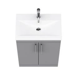 Arezzo Floor Standing Vanity Unit - Matt Grey - 600mm with Industrial Style Chrome Handles 11 Arezzo Floor Standing Vanity Unit - Matt Grey - 600mm with Industrial Style Chrome Handles -Freestanding Vanity Units Shop AZG6FSVCHIS d5 460