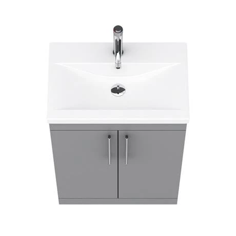 Arezzo Floor Standing Vanity Unit - Matt Grey - 600mm with Industrial Style Chrome Handles 6 Arezzo Floor Standing Vanity Unit - Matt Grey - 600mm with Industrial Style Chrome Handles - Image 6