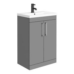 Arezzo 600 Matt Grey Floor Standing Vanity Unit with Chrome Handles