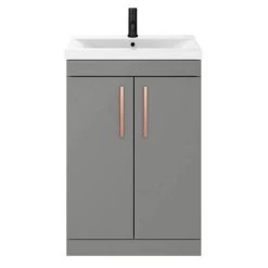 Arezzo 600 Matt Grey Floor Standing Vanity Unit with Rose Gold Handles 8 Arezzo 600 Matt Grey Floor Standing Vanity Unit with Rose Gold Handles -Freestanding Vanity Units Shop AZG6FSVRG d2 460
