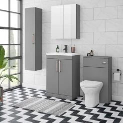 Arezzo 600 Matt Grey Floor Standing Vanity Unit with Rose Gold Handles 10 Arezzo 600 Matt Grey Floor Standing Vanity Unit with Rose Gold Handles -Freestanding Vanity Units Shop AZG6FSVRG d4 460