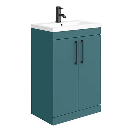 Arezzo 600 Matt Green Floor Standing Vanity Unit with Matt Black Handles 1 Arezzo 600 Matt Green Floor Standing Vanity Unit with Matt Black Handles