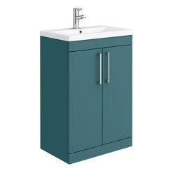 Arezzo 600 Matt Green Floor Standing Vanity Unit with Chrome Handles