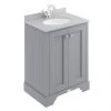 Bayswater Plummett Grey 600mm 2 Door Vanity Unit & 1TH Grey Marble Basin Top