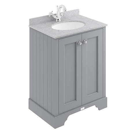 Bayswater Plummett Grey 600mm 2 Door Vanity Unit & 1TH Grey Marble Basin Top 1 Bayswater Plummett Grey 600mm 2 Door Vanity Unit & 1TH Grey Marble Basin Top