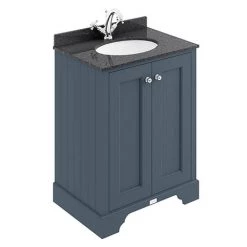 Bayswater Stiffkey Blue 600mm 2 Door Vanity Unit & 1TH Black Marble Basin Top