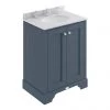Bayswater Stiffkey Blue 600mm 2 Door Vanity Unit & 3TH Grey Marble Basin Top