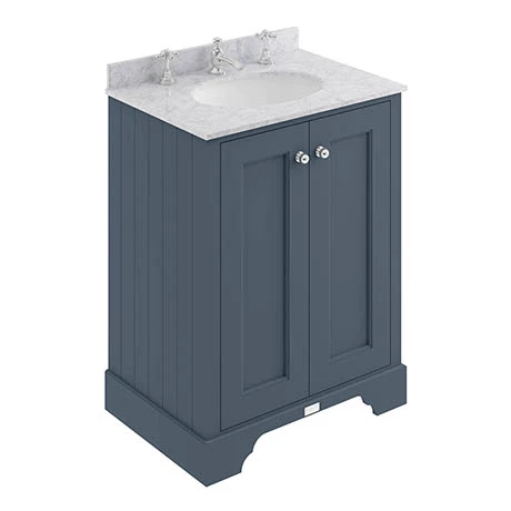 Bayswater Stiffkey Blue 600mm 2 Door Vanity Unit & 3TH Grey Marble Basin Top 1 Bayswater Stiffkey Blue 600mm 2 Door Vanity Unit & 3TH Grey Marble Basin Top