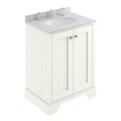 Bayswater Pointing White 600mm 2 Door Vanity Unit & 3TH Grey Marble Basin Top 1 Bayswater Pointing White 600mm 2 Door Vanity Unit & 3TH Grey Marble Basin Top