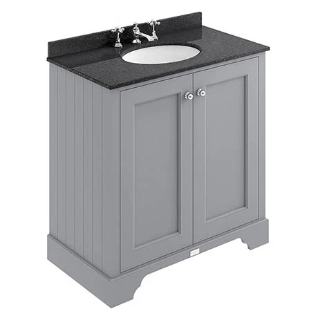 Bayswater Plummett Grey 800mm 2 Door Vanity Unit & 3TH Black Marble Basin Top 1 Bayswater Plummett Grey 800mm 2 Door Vanity Unit & 3TH Black Marble Basin Top