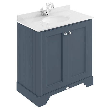 Bayswater Stiffkey Blue 800mm 2 Door Vanity Unit & 1TH White Marble Basin Top 1 Bayswater Stiffkey Blue 800mm 2 Door Vanity Unit & 1TH White Marble Basin Top