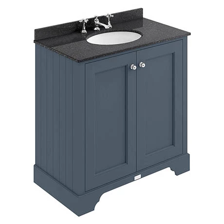 Bayswater Stiffkey Blue 800mm 2 Door Vanity Unit & 3TH Black Marble Basin Top 1 Bayswater Stiffkey Blue 800mm 2 Door Vanity Unit & 3TH Black Marble Basin Top