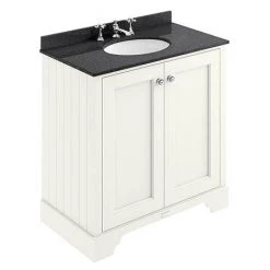 Bayswater Pointing White 800mm 2 Door Vanity Unit & 3TH Black Marble Basin Top