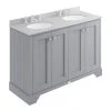 Bayswater Plummett Grey 1200mm 4 Door Vanity Unit & 3TH Grey Marble Double Bowl Basin Top