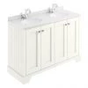 Bayswater Pointing White 1200mm 4 Door Vanity Unit & 1TH White Marble Double Bowl Basin Top