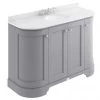 Bayswater Plummett Grey Curved 1200mm 4-Door Vanity Unit & 3TH White Marble Single Bowl Basin Top