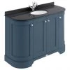 Bayswater Stiffkey Blue Curved 1200mm 4-Door Vanity Unit & 1TH Black Marble Single Bowl Basin Top