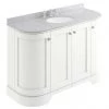 Bayswater Pointing White Curved 1200mm 4-Door Vanity Unit & 3TH Grey Marble Single Bowl Basin Top