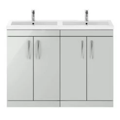Brooklyn 1205mm Grey Mist Double Basin 4 Door Vanity Unit -Freestanding Vanity Units Shop BFS12GM d3 460
