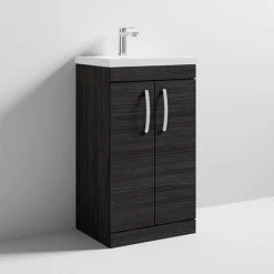 Brooklyn 500 Black Floor Standing Vanity Unit with Thin-Edge Basin -Freestanding Vanity Units Shop BFS5BLKTE d3 460