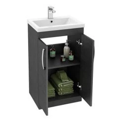 Brooklyn 500mm Black Vanity Unit - Floor Standing 2 Door Unit -Freestanding Vanity Units Shop BFS5BLK d1 460