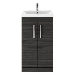 Brooklyn 500mm Black Vanity Unit - Floor Standing 2 Door Unit -Freestanding Vanity Units Shop BFS5BLK d4 460
